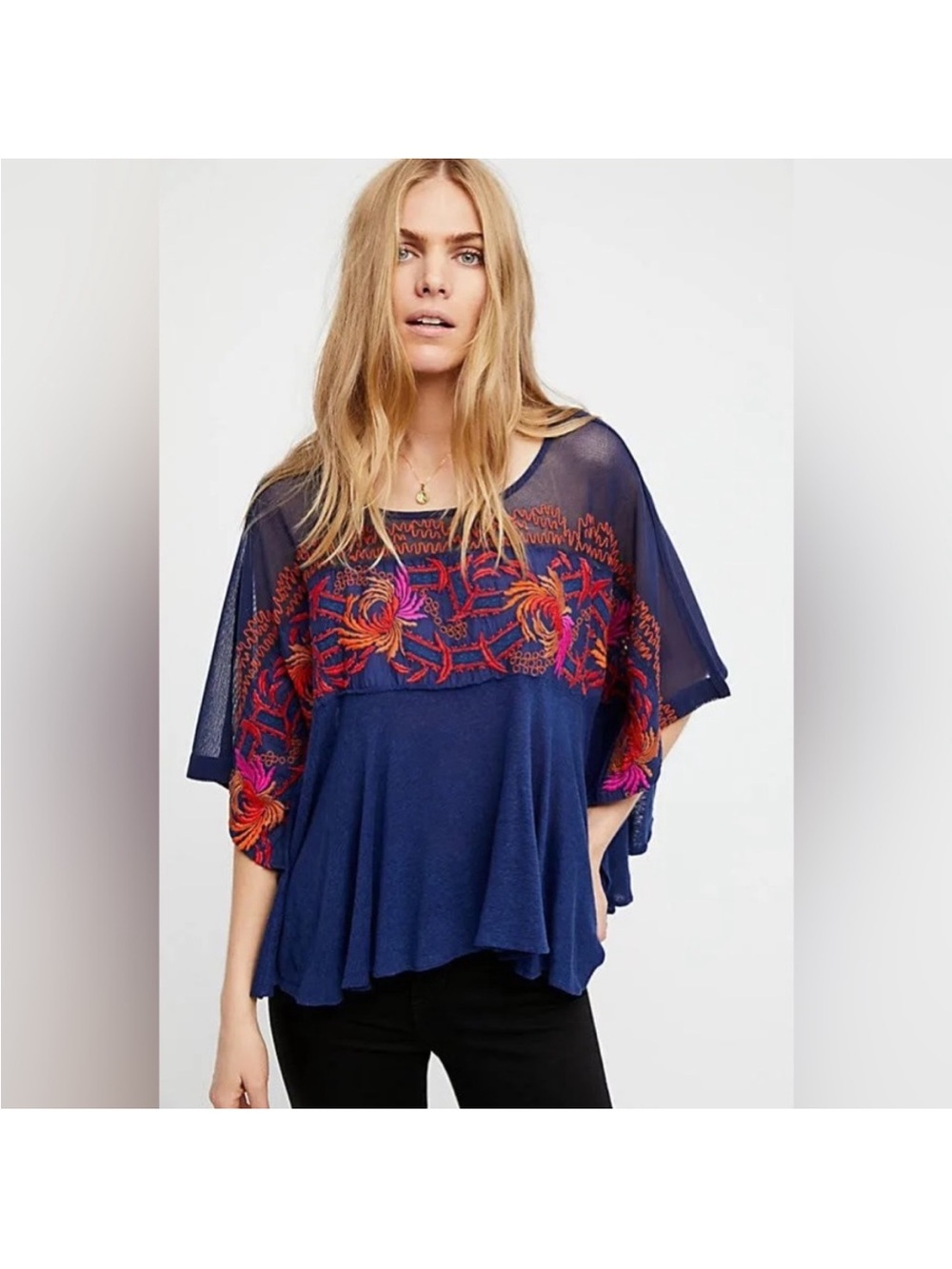 Free People Love Letter Embroidered Tee